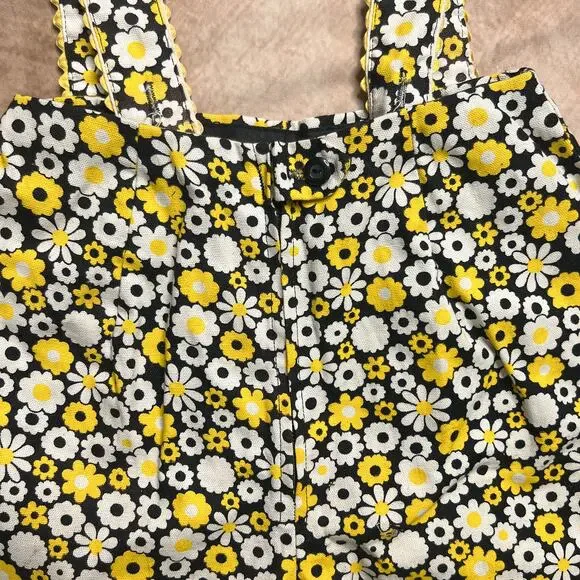 Vintage 60s Bobbie Brooks Pop Art Floral Print Lederhosen Overall Shorts Mod - Picture 4 of 8